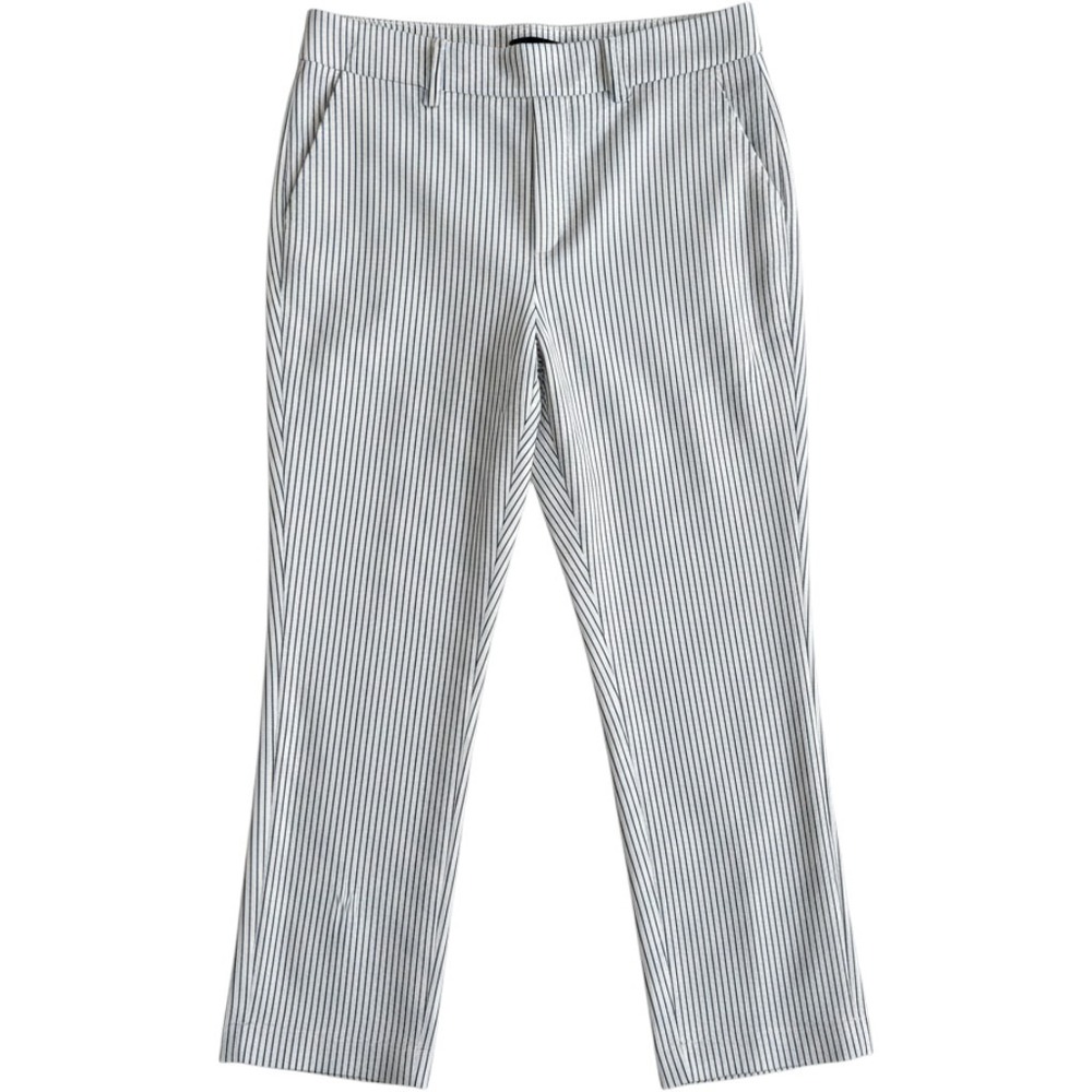 Preppy Nautical Classic Old Money Women 16 B&W Pinstripe Stretch Trousers